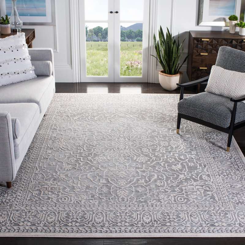 Laurel Foundry Modern Farmhouse Calidia Power Loom Dark Gray/Cream Rug & Reviews Wayfair
